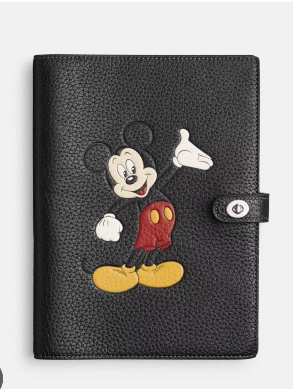 Coach X Disney Mickey Mouse Black Pebble Leather Notebook Journal Cover NWT